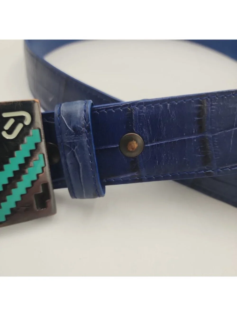 Ian Poulter Mens Blue Leather Belt Italy Large Fits 35-39